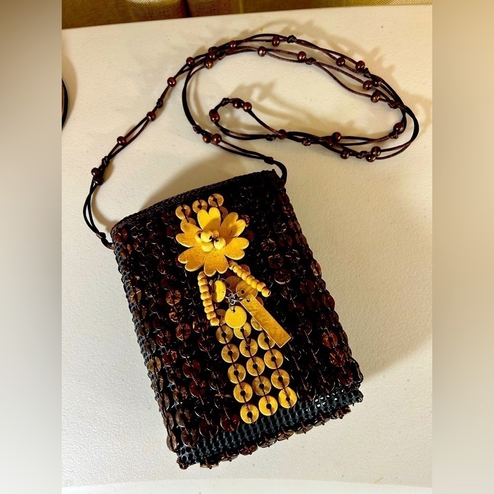 Beaded Panama small shoulder bag
